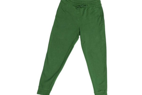 Green casual sweatpants with an elastic waistband and drawstring.