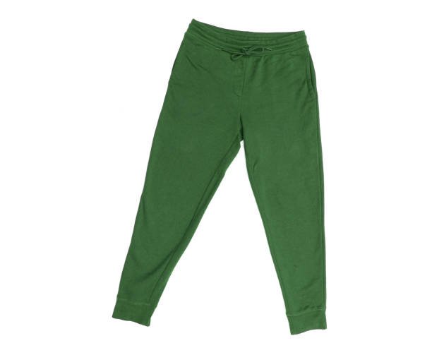 Green casual sweatpants with an elastic waistband and drawstring.