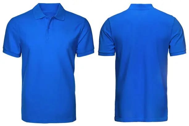 Blue polo T-shirt front and back view