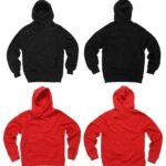 Black and red Sp5der hoodies front and back view